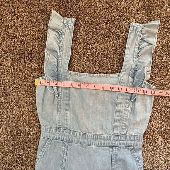 JAPNA Denim Chambray Ruffle Smocked Sheath Dress - Picture 9 of 9